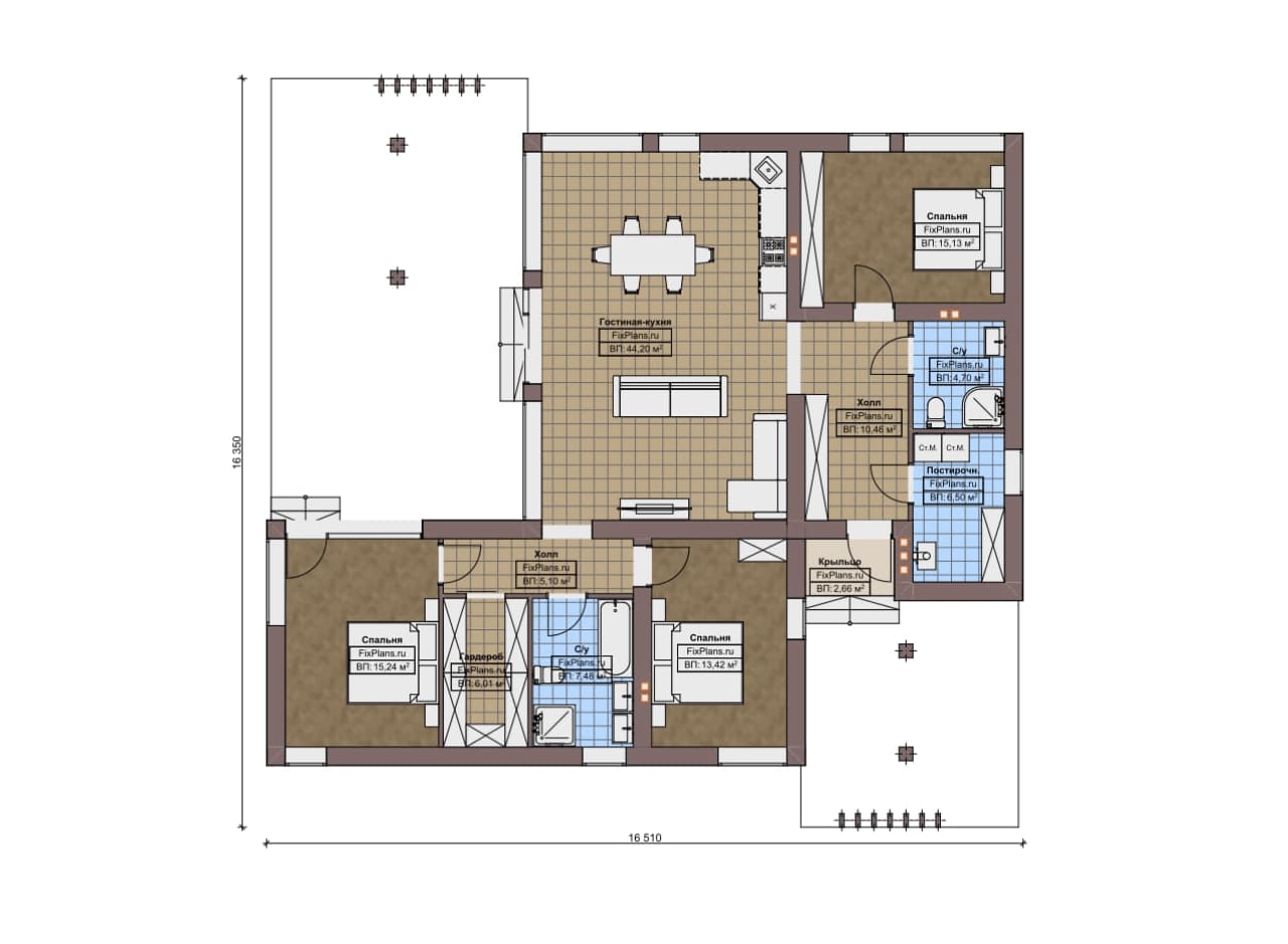 Планировка Одноэтажный дом F-13121