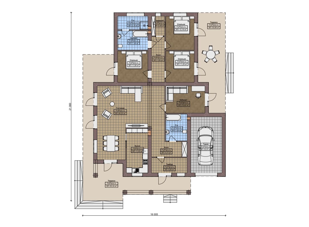 Планировка Одноэтажный дом F-20402