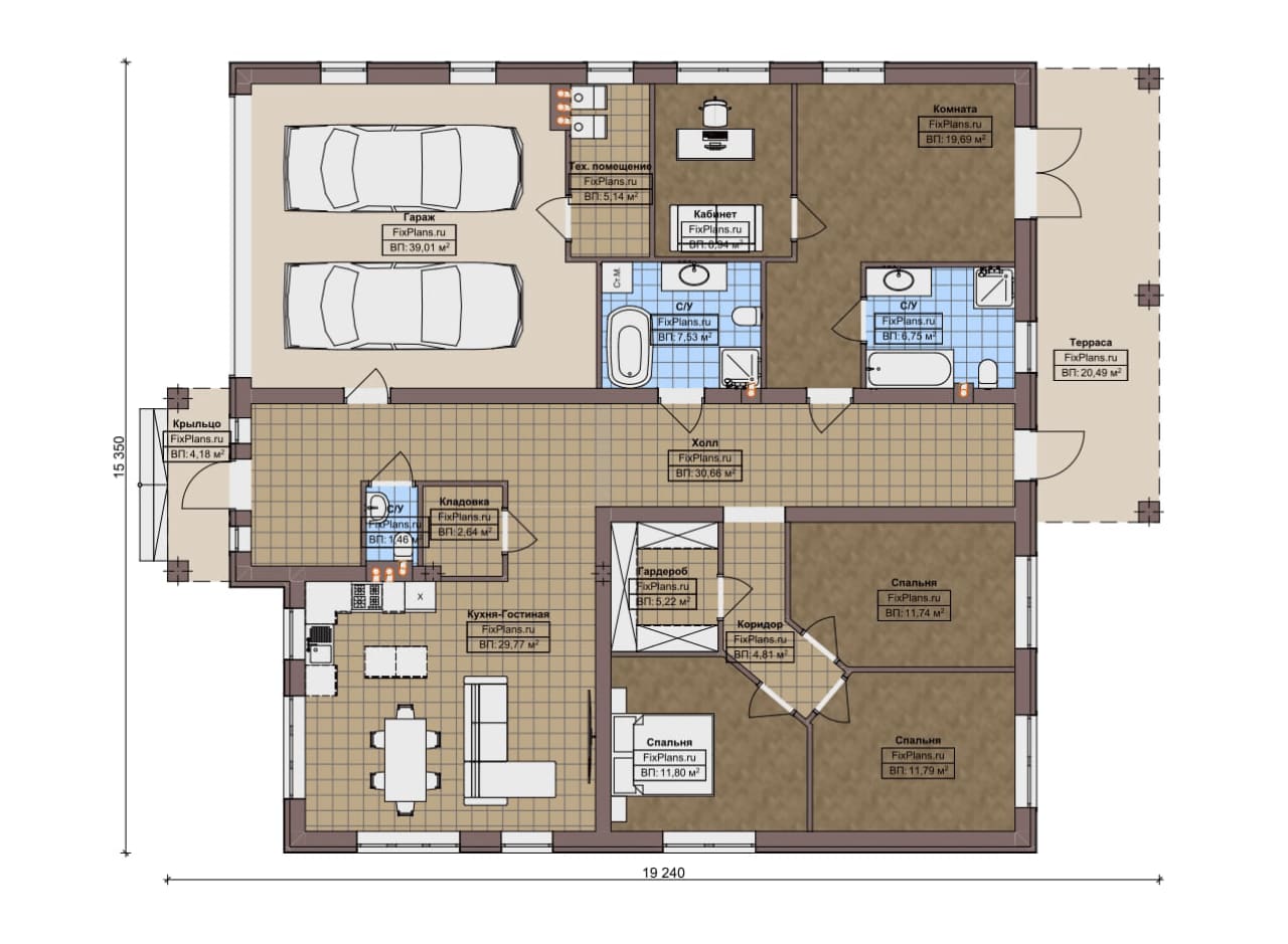 Планировка Одноэтажный дом F-20483