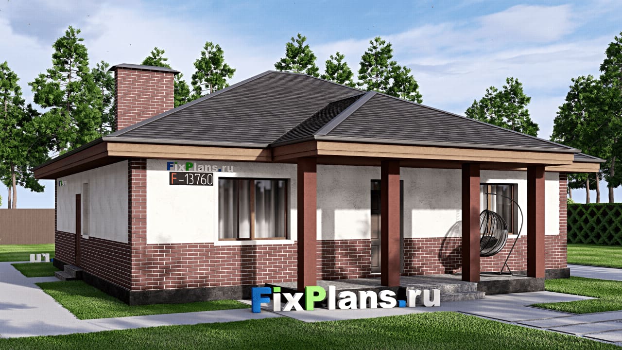 Одноэтажный дом F-13760 — фасад