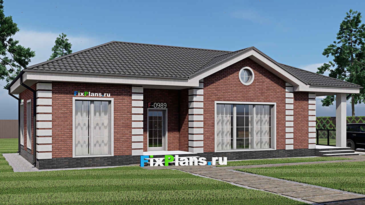 Одноэтажный дом F - 0989 — фасад
