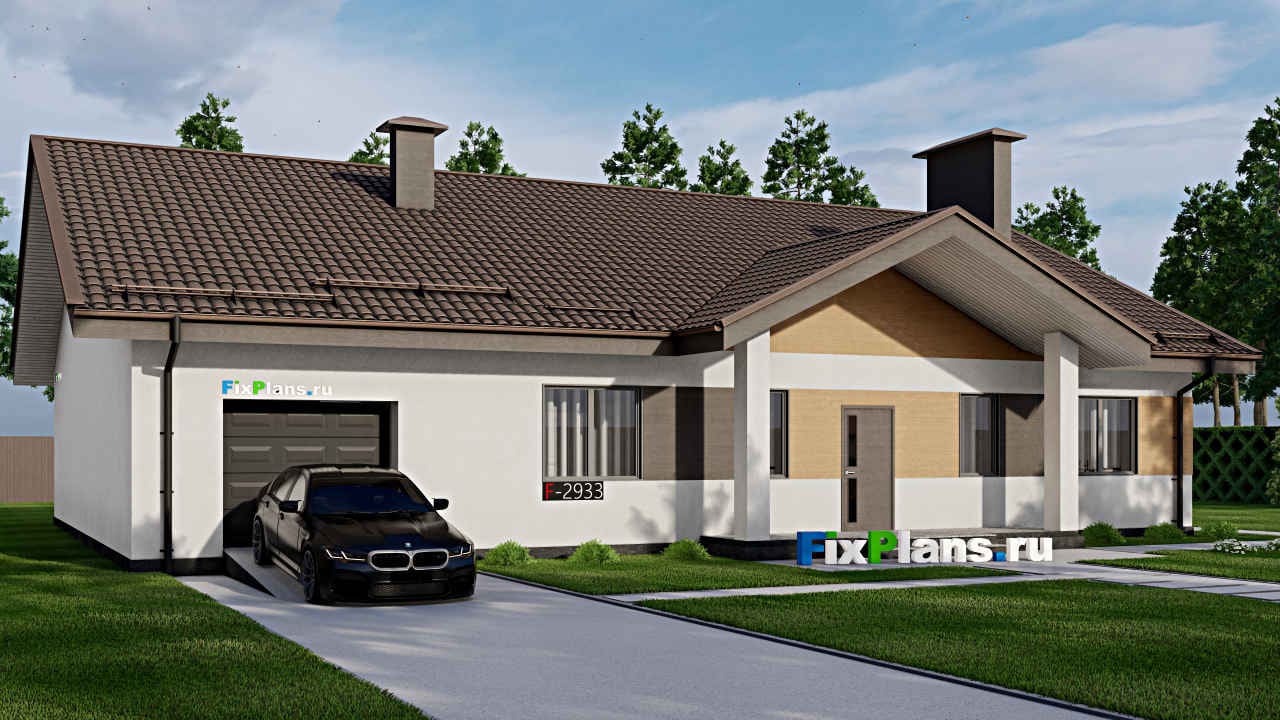 Одноэтажный дом F - 2933 — фасад